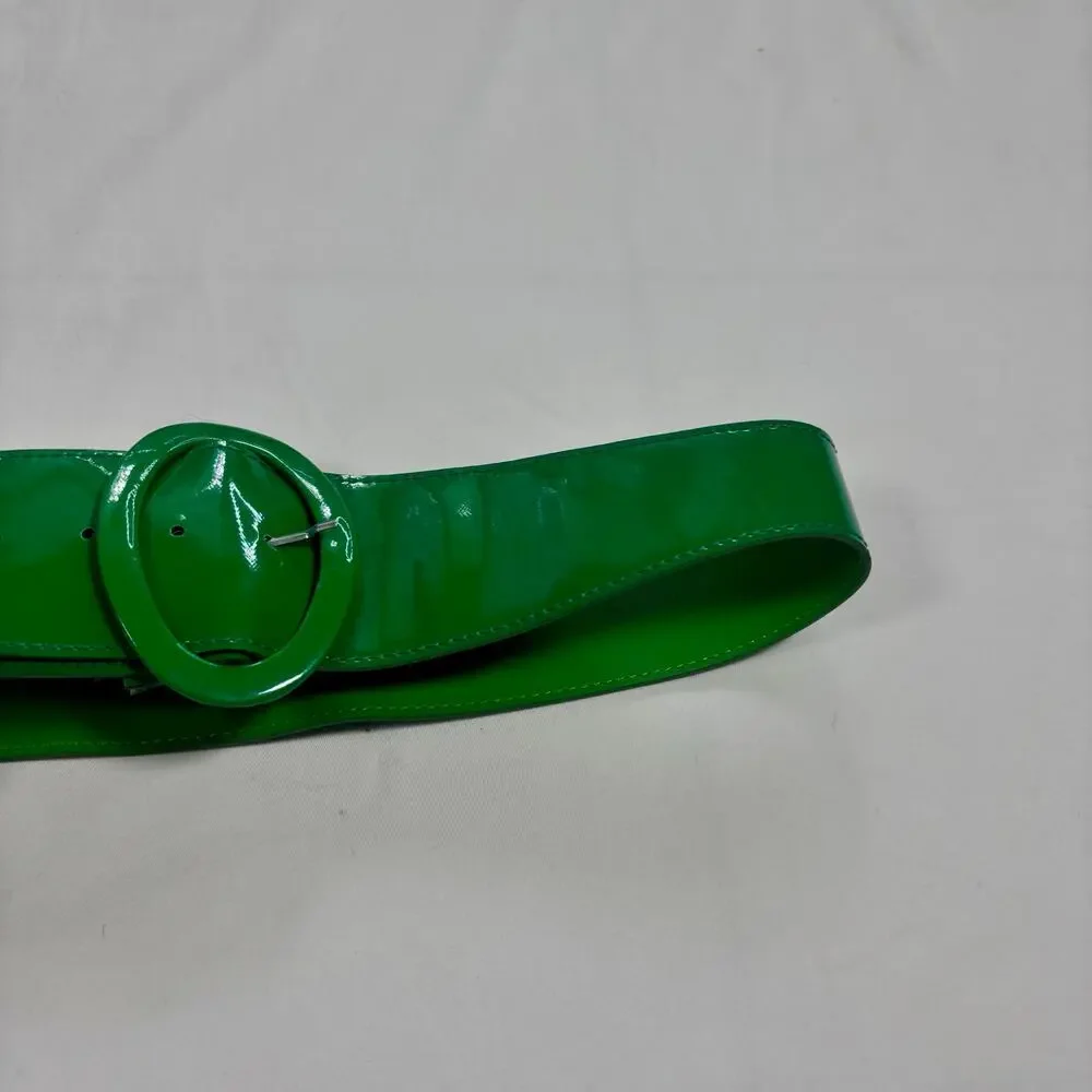 ALDO Kelly Green Wide Belt Womens Medium Chunky Faux Leather Statement Buckle